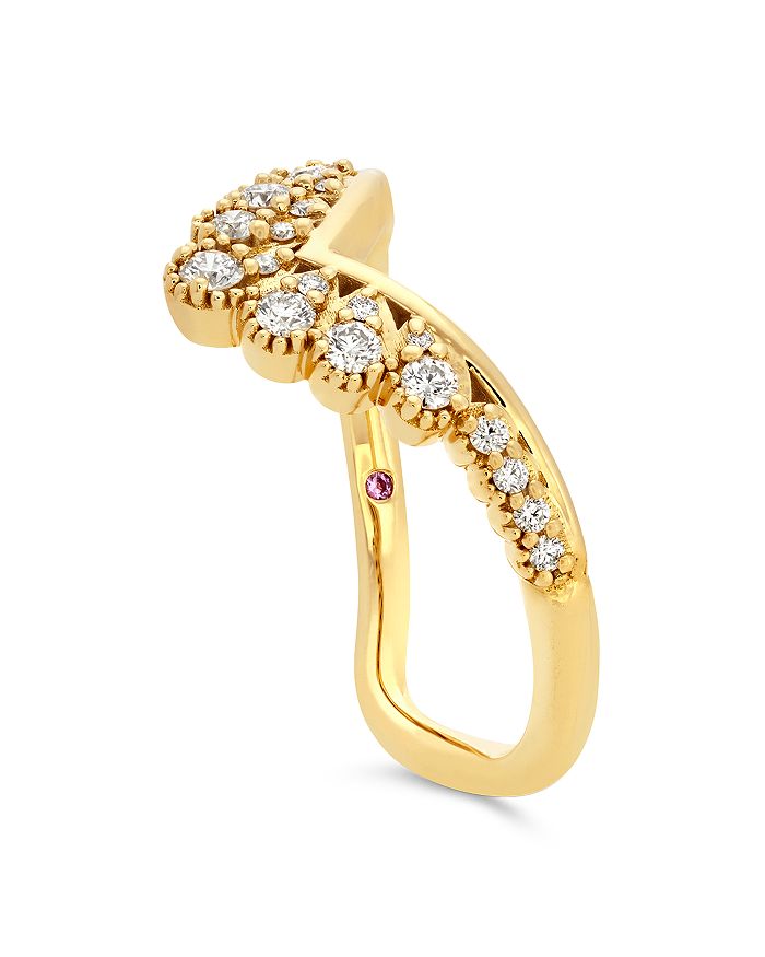 Hayley Paige For Hearts On Fire 18k Yellow Gold Behati Silhoutte Power Band With Diamonds & Pink Sap In White/gold