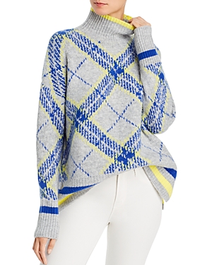 Aqua Plaid Turtleneck Sweater - 100% Exclusive In Gray/blue