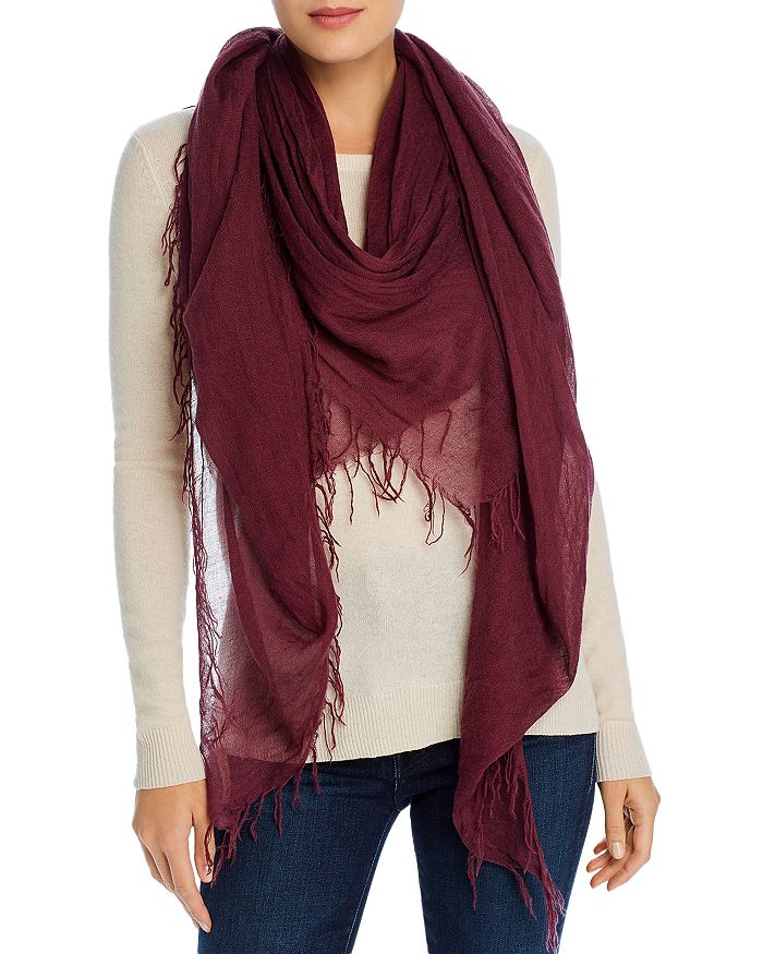 Chan Luu Fringed Cashmere & Silk Scarf In Fig