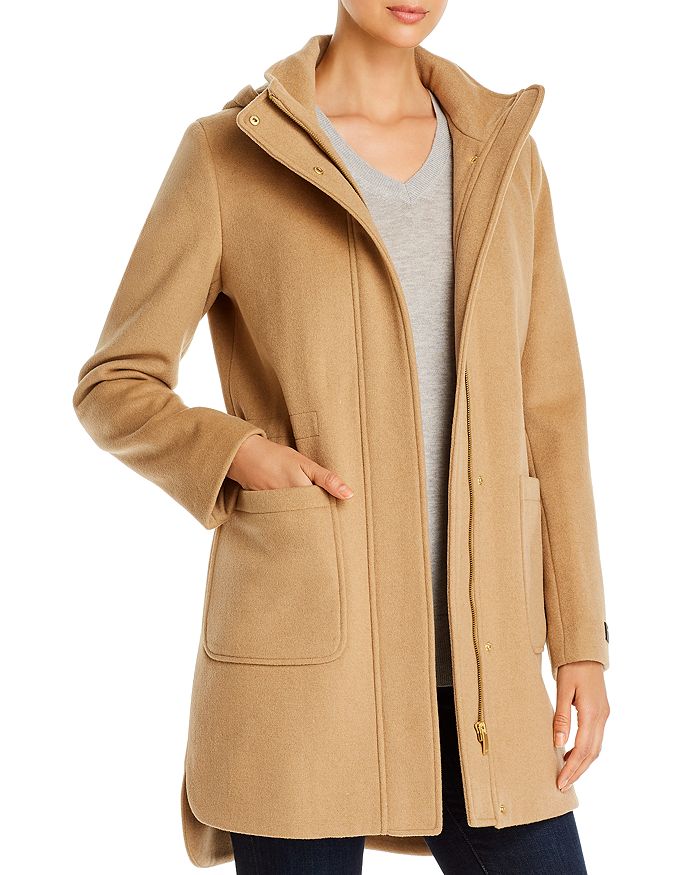 Donna Karan Wool-Blend Hooded Coat | Bloomingdale's