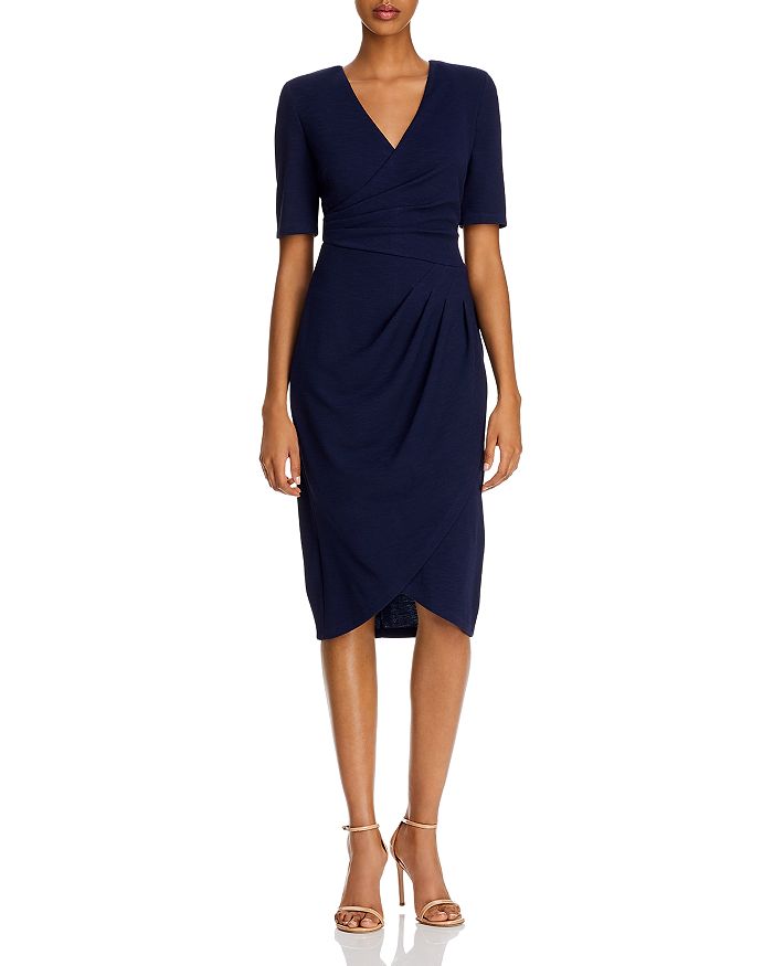 Adrianna Papell Rio Ruched Knit Sheath Dress In Blue Moon