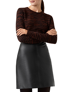 Hobbs London Zadie Zebra-stripe Merino Wool Sweater In Chestnut Multi