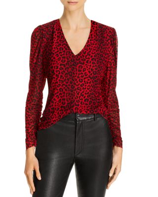 red leopard print mesh top