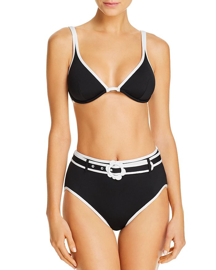 kate spade new york Bralette Underwire Bikini Top & Daisy Buckle High-Waist  Bikini Bottom
