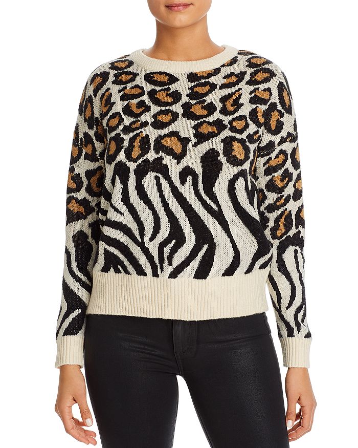 Vero Moda Leopard & Zebra Pattern Crewneck Sweater In Pristine