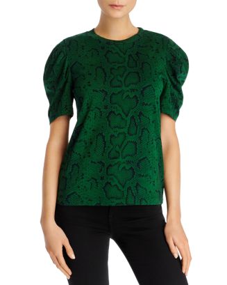 PAM GELA Puff Sleeve Snake Print Tee Bloomingdale s