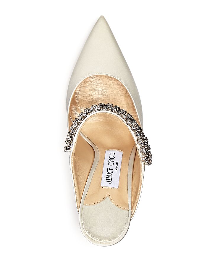 Shop Jimmy Choo Women's Bing 100 Embellished High Heel Mules - 100% Exclusive In Ivory Satin