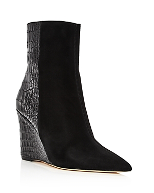 GIUSEPPE ZANOTTI WOMEN'S MIXED MEDIA WEDGE HEEL BOOTIES,I970009