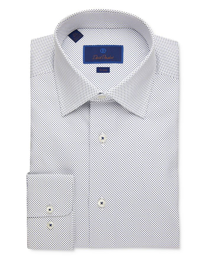 David Donahue Small Dot Trim Fit Dress Shirt | Bloomingdale's