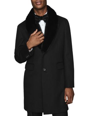 faux fur shawl collar overcoat