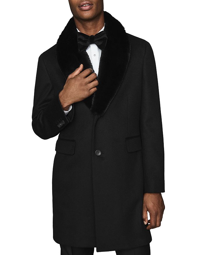 Reiss fur cheap collar coat