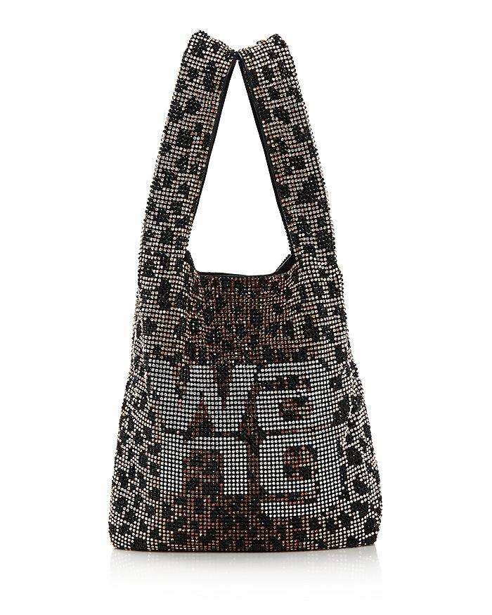 Alexander Wang Mini Wangloc Rhinestone Shopper In Leopard/silver
