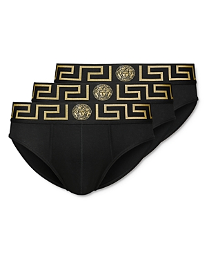 Versace Slip Basso Briefs - 3 Pack In Black/gold