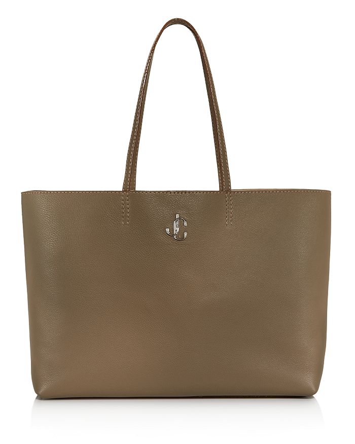 Jimmy Choo East-west Large Tote In Taupe/silver