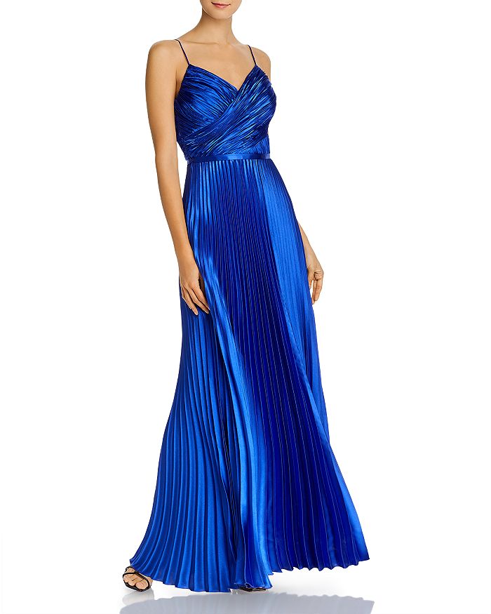 Aqua Pleated Charmeuse Gown - 100% Exclusive In Royal