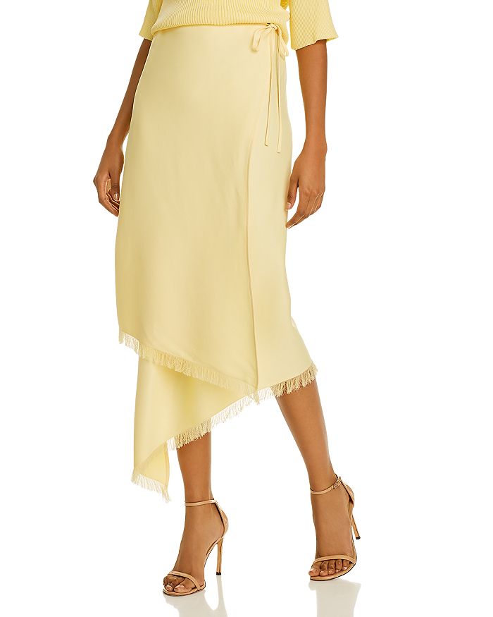 Aeron Hazel Frayed Hem Wrap Skirt In Vanilla