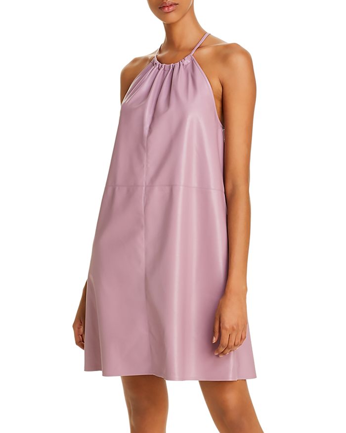 Aeron Clementine Faux-leather Mini Dress In Lavender
