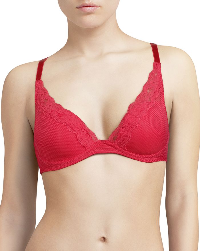 Passionata By Chantelle Brooklyn Plunge Lace T-shirt Bra In Strawberry