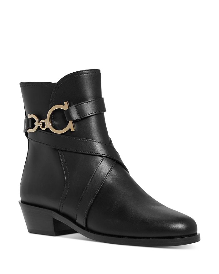 Salvatore Ferragamo Women's Shadi Leather Ankle Boots In Black | ModeSens