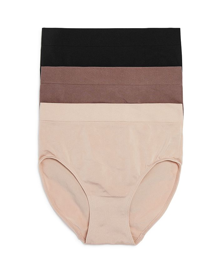 Shop Wacoal B.smooth Seamless Briefs, Set Of 3 In Rose Dust/taupe/black