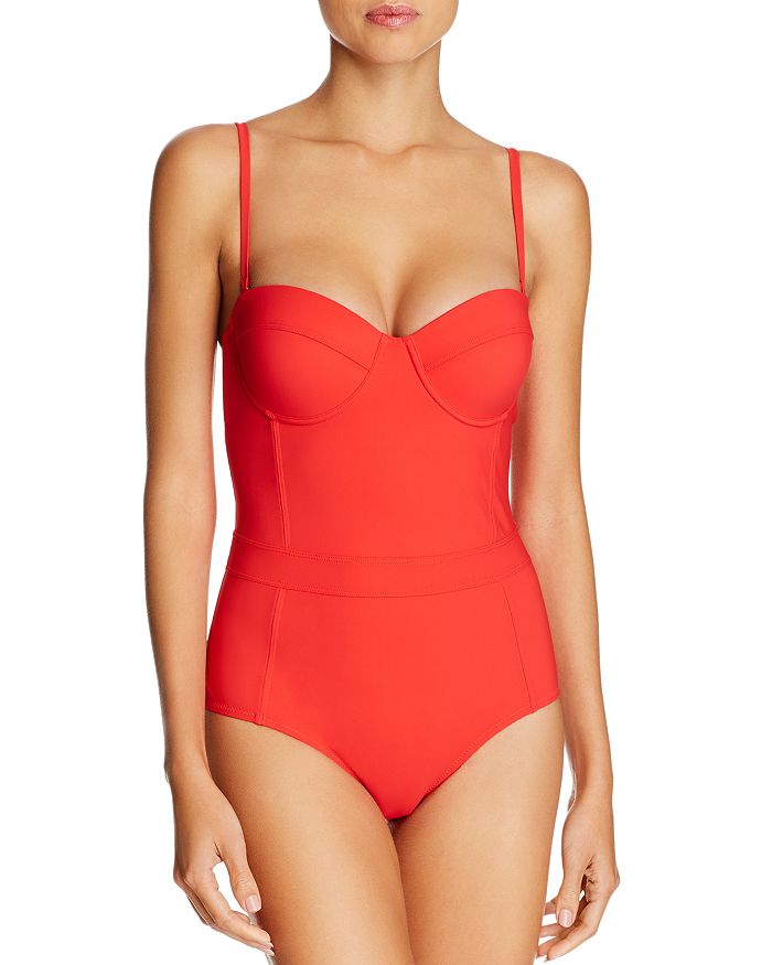 Tory Burch Lipsi Bustier Solid Underwire One Piece Swimsuit | Bloomingdale's