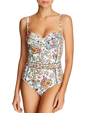 Tory Burch Lipsi Printed Underwire One Piece Swimsuit In New Ivory Promised Land