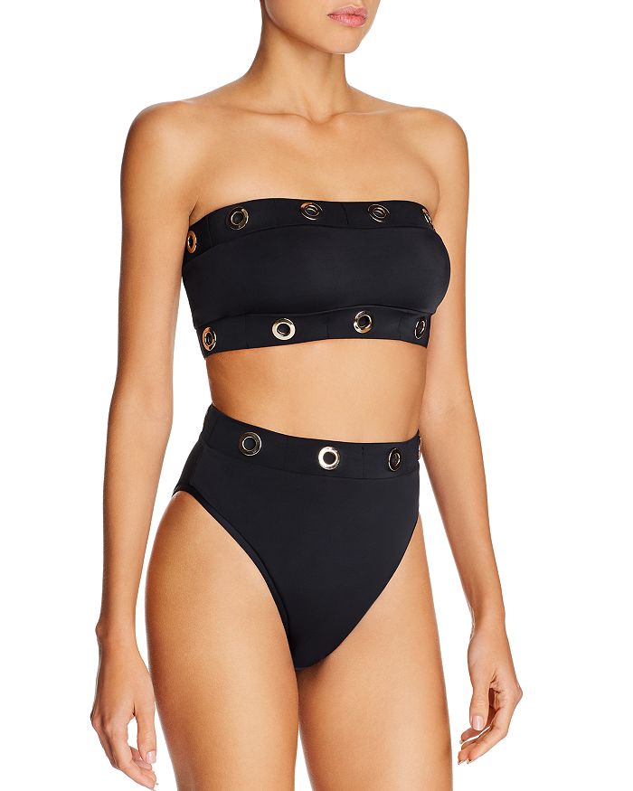 Oye Swimwear Arya Bikini Top & Bikini Bottom Set In Black
