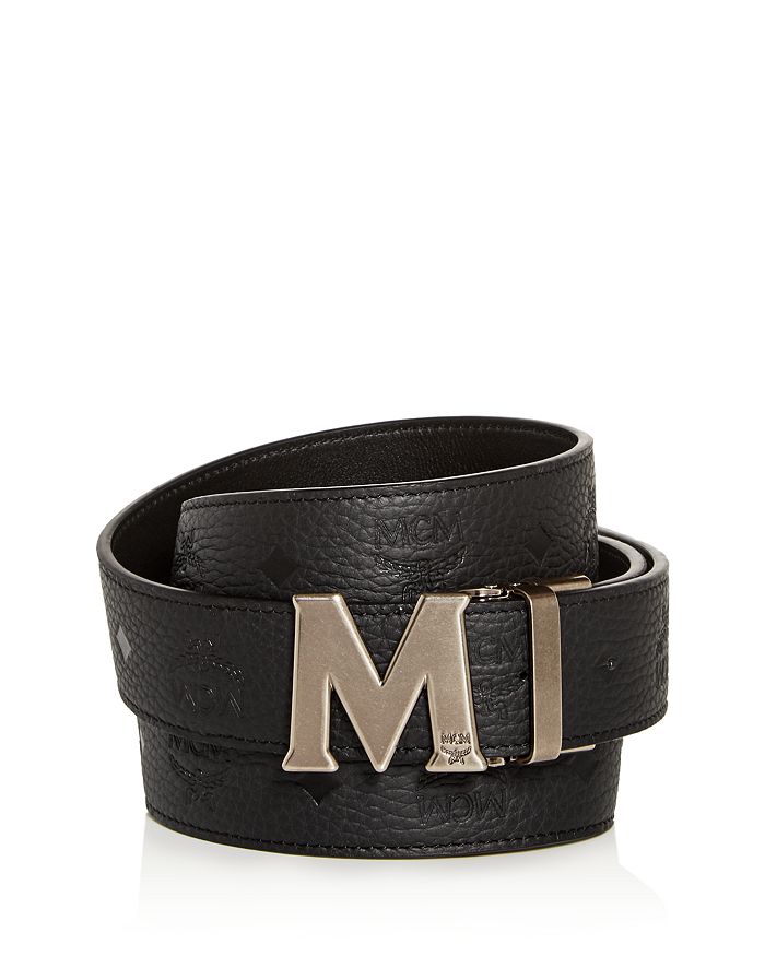 Mcm Men's Claus Reversible Belt In Black/silver