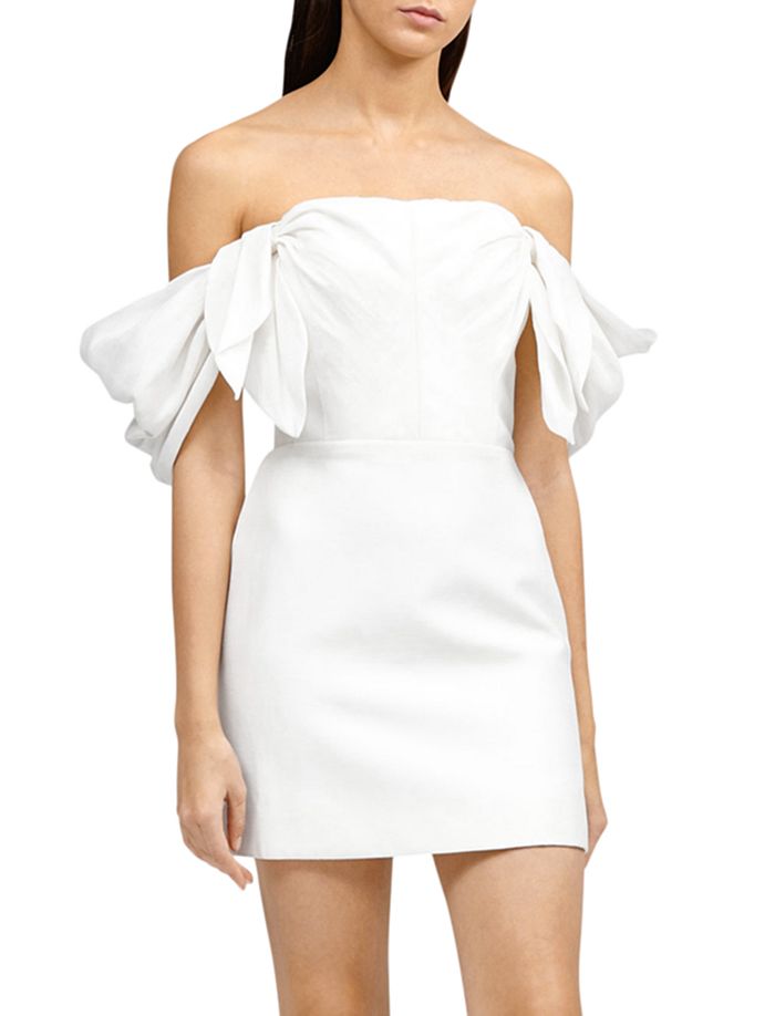 ACLER SELKIN OFF-THE-SHOULDER DRAPED MINI DRESS,AW191013D