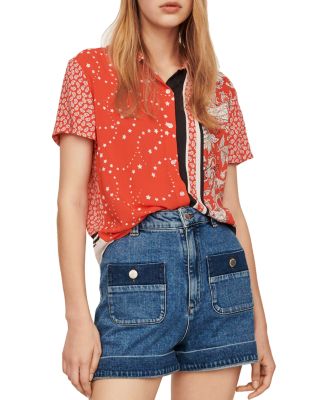 red bandana print shirt womens