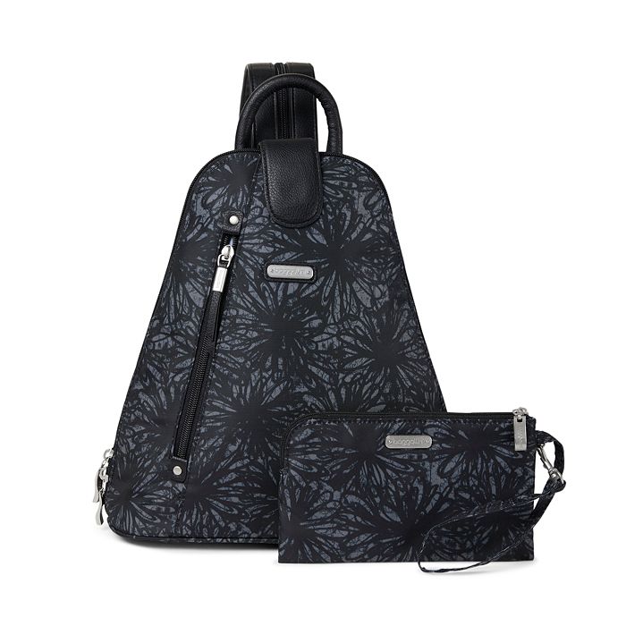 Baggallini New Classic Metro Backpack With Rfid Phone Wristlet In Onyx Floral