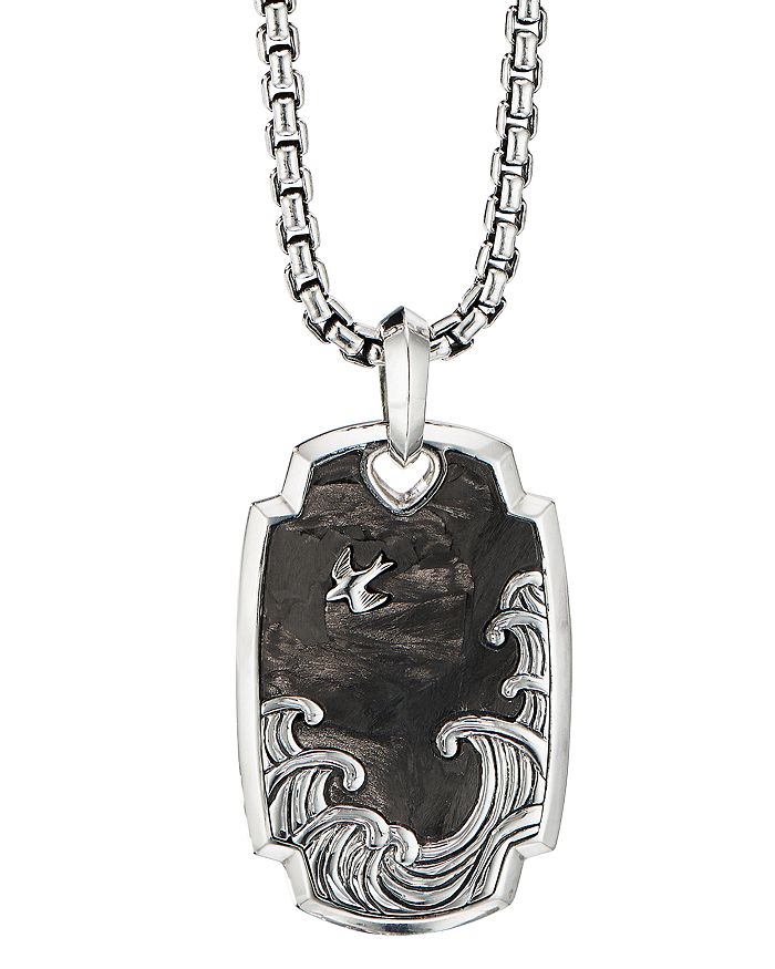 David Yurman Sterling Silver Waves Pendant with Forged Carbon