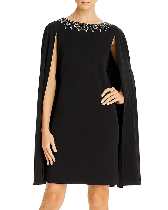 Adrianna Papell Bead Detail Cape Dress | Bloomingdale's