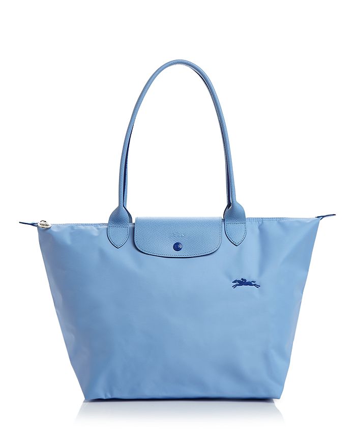 Longchamp Le Pliage Club Small Shoulder Tote In Blue/silver