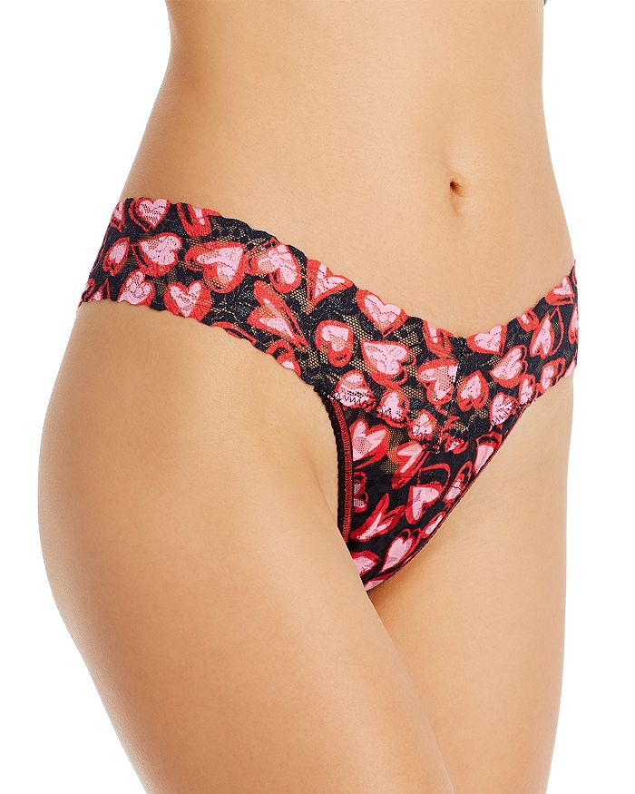Hanky Panky Low-rise Printed Lace Thong In Love Potion