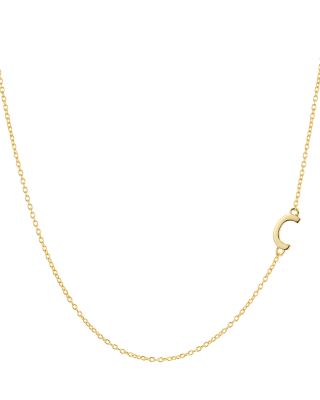 Asymmetrical Initial Necklace in 18K Gold-Plated Sterling Silver, 16"