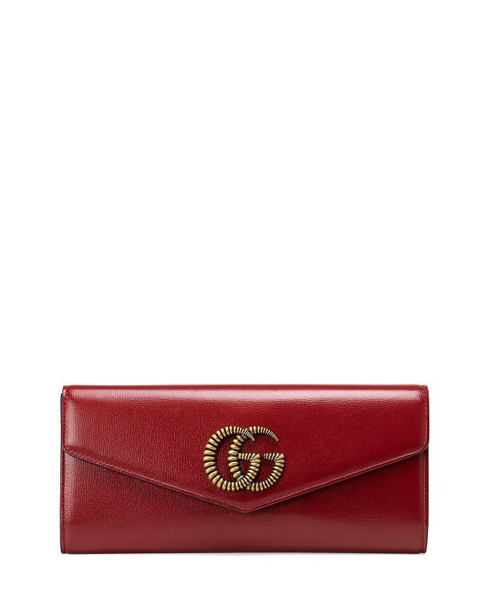 Broadway leather clutch with double g clearance