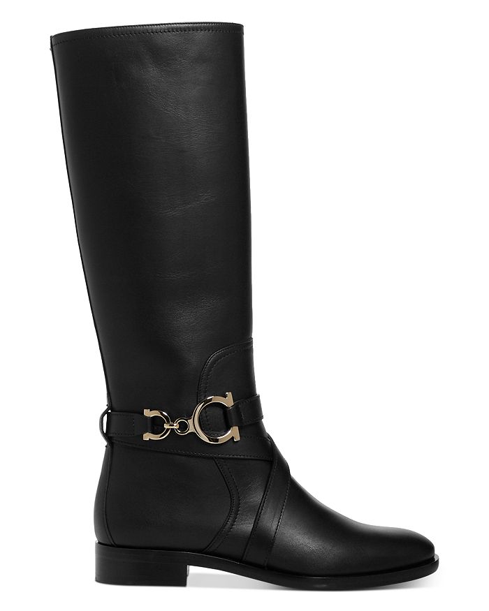 salvatore ferragamo gancini leather knee high boots
