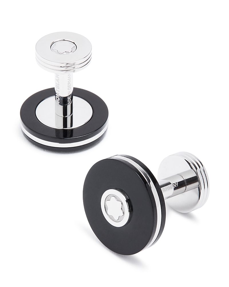 Montblanc Pix Stainless Steel And Resin Cufflinks In Black