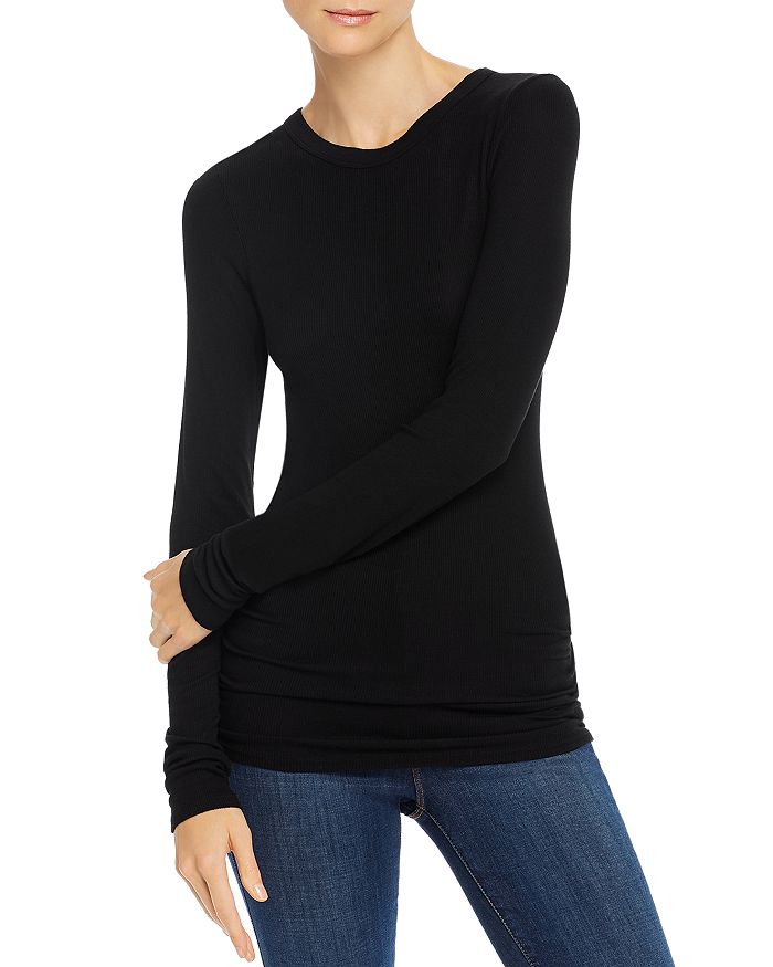 ENZA COSTA SILK RIBBED LONG SLEEVE TOP,SRS242