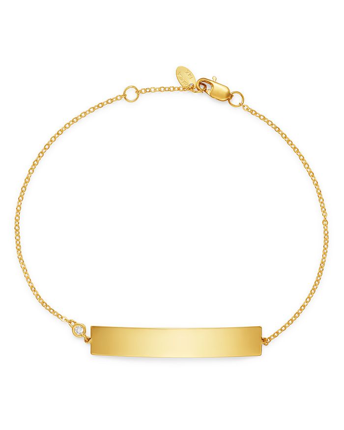 Bloomingdale's Diamond Id Bracelet In 14k Yellow Gold, 0.03 Ct. T.w. - 100% Exclusive