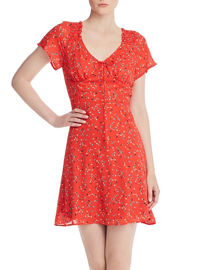Aqua Ditsy Floral Mini Dress - 100% Exclusive In Bright Red