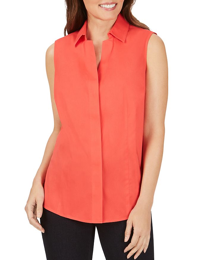 Foxcroft Taylor Sleeveless Non-iron Stretch Shirt In Hibiscus