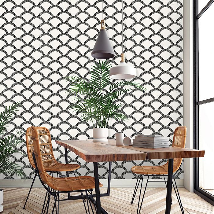 Shop Tempaper Mosaic Scallop Self-adhesive, Removable Wallpaper, Double Roll In Black