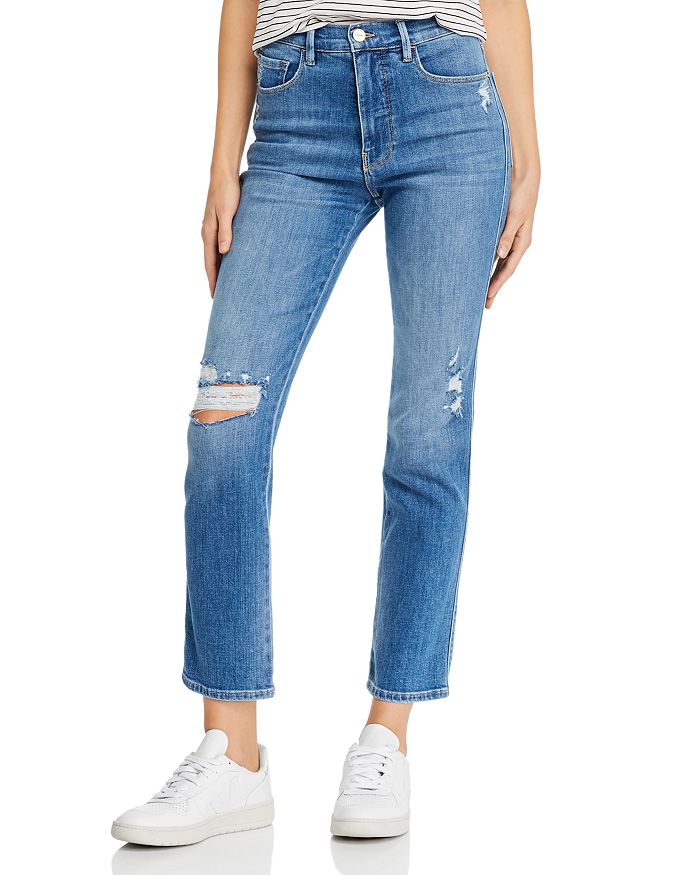 FRAME Le Sylvie Slender Straight-Leg Jeans in Sonoma Rips | Bloomingdale's