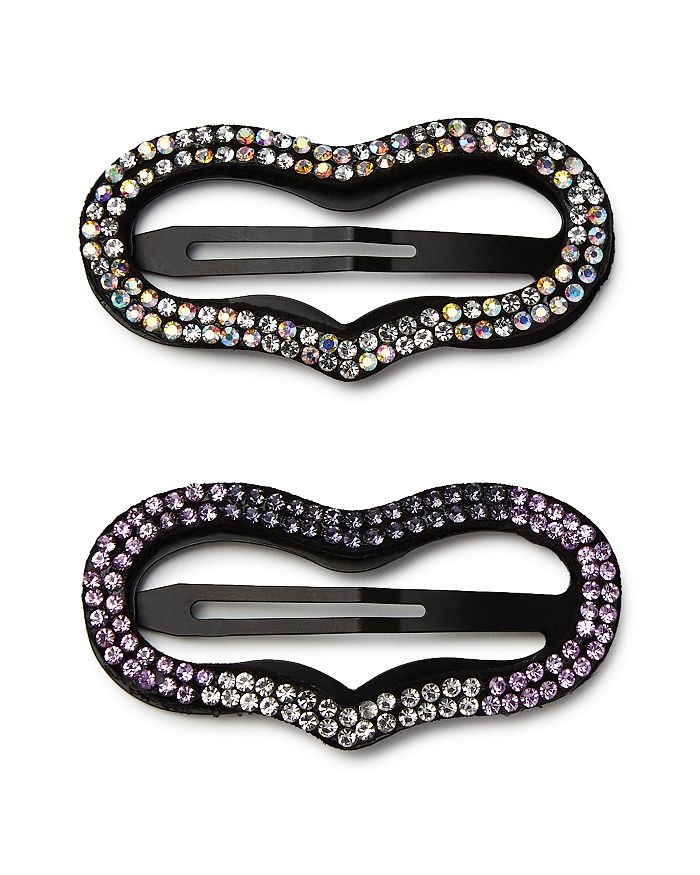 Aqua Heart Rhinestone-encrusted Hair Clips, Set Of 2 - 100% Exclusive In Lilac