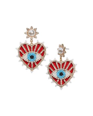 heart evil eye earrings