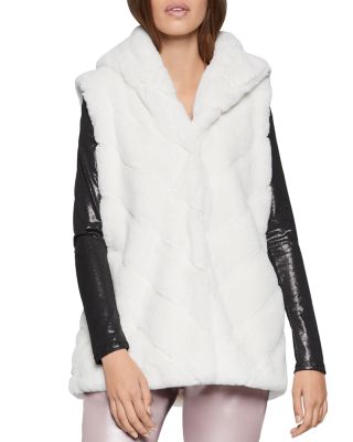 white faux fur hooded vest