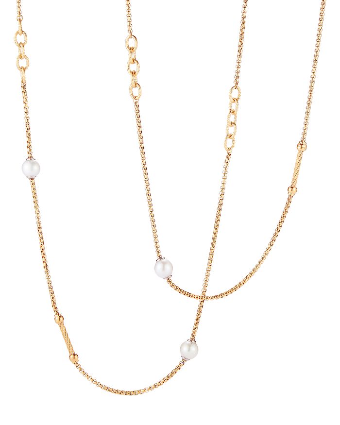 Alor Cultured Freshwater Pearl Station Necklace, 36 In White/gold