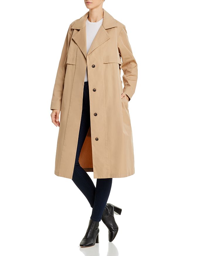7 For All Mankind Tiered Trench Coat In Camel